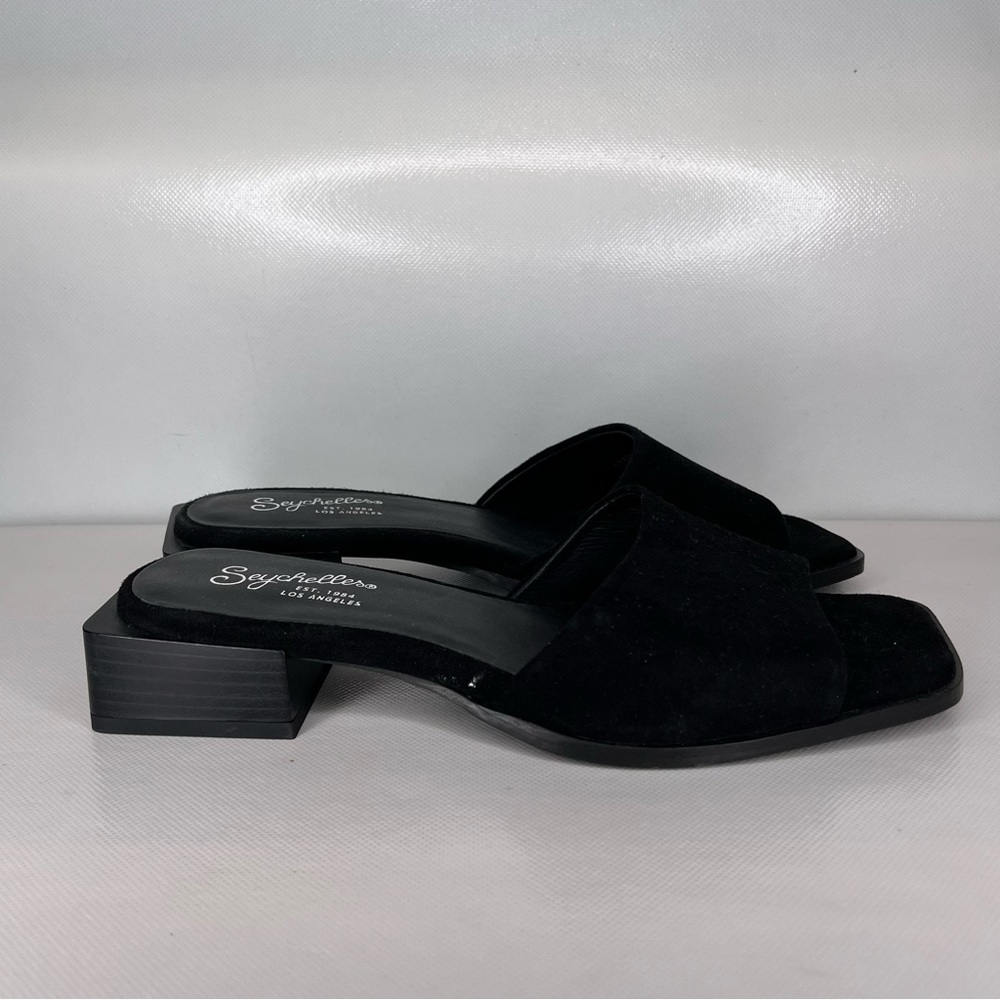 Seychelles Black Suede Slide Sandals